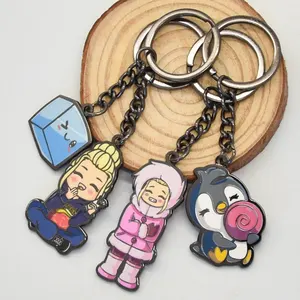 Bán Buôn Kim Loại Keychain Biểu Tượng Tùy Chỉnh Khuyến Mại Móc Khóa Men Dễ Thương Keychain Chủ Kim Loại Vòng