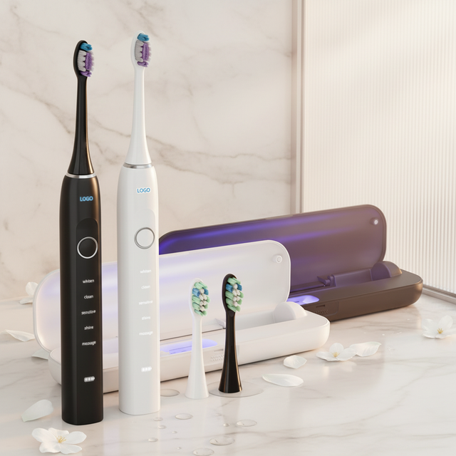 120-Day Battery Powerful Motor Ipx8 Professional Sonic Electric Toothbrush with Pressure Sensor Travel Case with UV Sterilizer