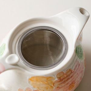 กาน้ำชาเซรามิกพร้อมฝาปิด ลายดอกไม้เพ้นท์ด้วยมือ สำหรับชงชาที่บ้าน - Product Image 3