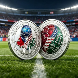 Pièce de monnaie commémorative <span class=keywords><strong>FIFA</strong></span> 2026 en alliage, relief 3D, à collectionner, avec design sur le thème des Trois Royaumes - Product Image 4