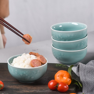 Bát cơm gia đình, bát gốm phong cách trung quốc, celadon plum blossom series - Product Image 1