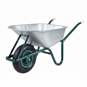 WB5008 110L Brouette de chantier robuste avec roue 4.00-8, plateau métallique en acier thermolaqué, chariot de jardin - Product Image 1
