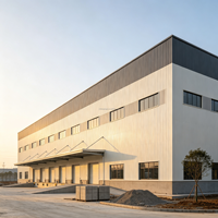 Entrepôt en structure métallique, hangar de stockage industriel pour usine et logistique