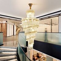 Lustre LED en fer forgé pour l'Europe du Nord, suspension pour salon, hôtel, escalier, cristal de luxe, hauteur réglable