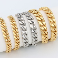 Offre Spéciale acier inoxydable bijoux hommes collier 18K or PVD plaqué mode Fine chaîne cubaine avec fermoir carré plat Style Hip Hop
