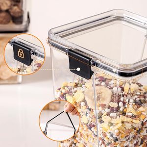 Household Bpa-Free Airtight <b>Clear</b> Plastic Stackable Kitchen Organizer Cereal Storage <b>Container</b> Dry Food Box Jar with Lids - Product Image 3