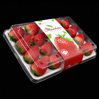 Transparante aardbeivormige plastic voedselverpakking voor aardbeien, afhaalbakjes, aardbeienverpakking voor voedsel