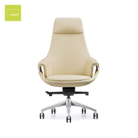 Chaise de bureau de direction ergonomique en cuir véritable, confortable, à dossier haut, pivotante, pour ordinateur, fournie par l'usine