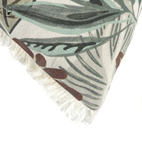 Housse de coussin en polyester recyclé certifié GRS, imprimé feuilles et fleurs, design élégant, pour une décoration écologique