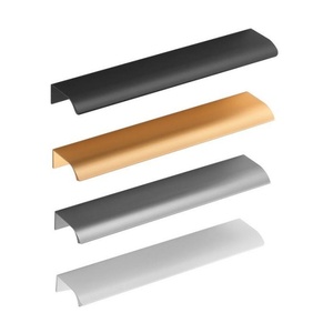 Zwart gouden aluminium meubelgreep |   Minimalistische ronde knop voor kledingkast, kast, lade - Product Image 1