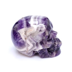 Toptan özel 1.75 inç rüya ametist kafatası oyma doğal kristal İnsan kafatası kemik heykeli masaüstü dekor kolye satılık - Product Image 3