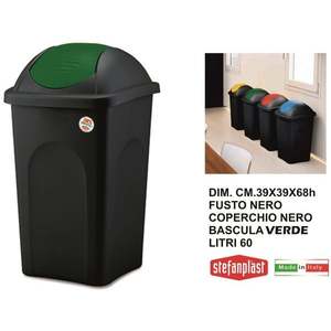 Contenedor de Basura Basculante de 60 L Negro/Verde, Duradero y Fácil de Usar - Product Image 1