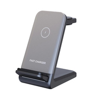 3-in-1 draadloze oplader voor iPhone, Samsung Watch en oordopjes, 15W magnetische oplaadstandaard voor bureau en nachtkastje, voordelige snellader