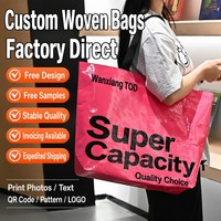 Sac fourre-tout en PP tissé imperméable imprimé sur mesure avec sangles en sangle noire pour supermarché, exposition, mode, vente au détail, publicité de marque