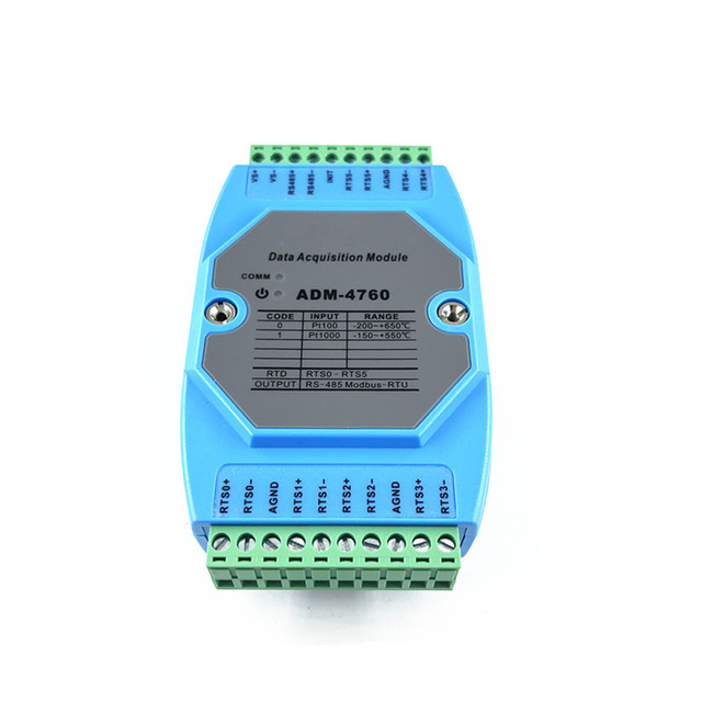 ADM-4760 6-Channel PT1000 RTD Temperature Input Module, MODBUS RS485 Industrial Data Acquisition Board for PLC/SCADA