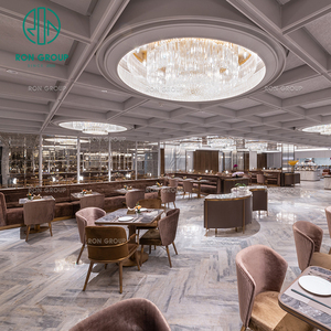 ชุดเฟอร์นิเจอร์ร้านกาแฟ โต๊ะกลมไม้หินอ่อนทันสมัยพร้อมเก้าอี้ โซฟา และที่นั่งแบบบูธ สำหรับร้านกาแฟ - Product Image 4