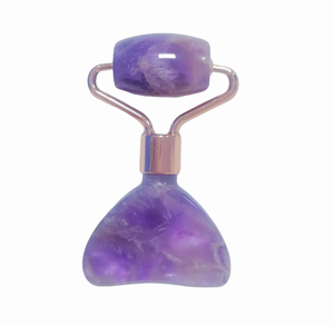 Herramientas de cuidado facial para lifting, rodillo de jade y amatista natural, masajeador gua sha pequeño - Product Image 1