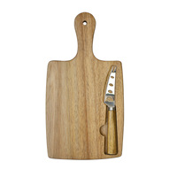 Plateau de service en bois massif artisanal avec porte-couteau intégré, ensemble professionnel de planches à fromage individuelles de petite taille