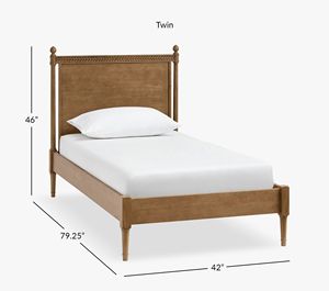 <span class=keywords><strong>Lit</strong></span> simple en bois massif rétro avec tissage en bois, matelassage géométrique bleu marine, <span class=keywords><strong>lit</strong></span> simple simple pour chambre de garçons - Product Image 5