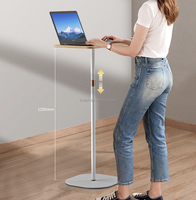 IKATAK Chariot d'ordinateur réglable en métal, support pour ordinateur portable, bureau mobile sur pied, noir/argent