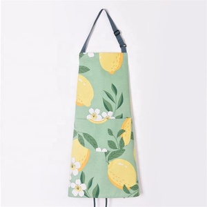 Wholesale Custom Printed Floral Logo Washed Cotton <b>Kitchen</b> Cooking Bbq Sublimation Blank <b>Apron</b> - Product Image 1
