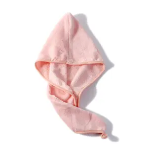 Wholesale Customized Super Soft Ultra Soft Terry Toweling Material Button Clasp Closure Towel Turban