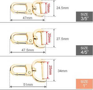 Paquete de ganchos de mosquetón desmontables de pulgada con cierre giratorio, clips de metal tipo garra de langosta con destornillador para reemplazo de llaveros de bolso y accesorios. - Product Image 2