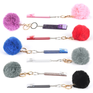 Professional Pom Pom Keychain Acrylic Nail Card Grabber Portable Contactless Credit Card <b>Puller</b> Clip Multifunctional Long Nail - Product Image 1
