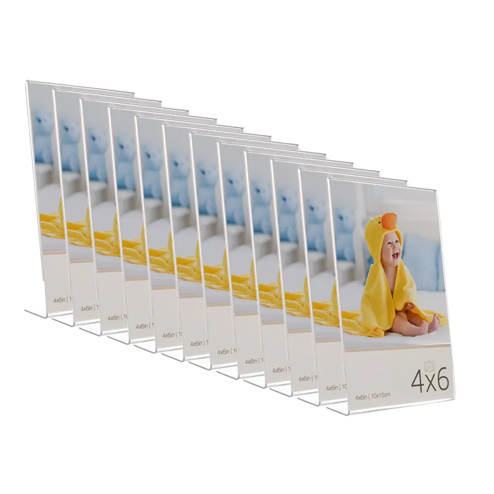 Frames Picture 4x6 5x7 8x10 Clear Acrylic Self Standing Frame Set of 12 Acrylic Picture Frame for Desktop