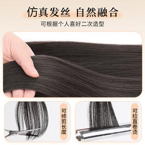 Pelucas Xingyuan con flequillo estilo retro japonés para mujer, flequillo natural con flequillo lateral, cobertura de línea capilar sin costuras, flequillo de peluca de fibra resistente al calor. - Product Image 2