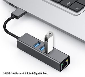 ฮับ USB 3.0 แบบ 3 พอร์ต SYONG พร้อมอะแดปเตอร์อีเธอร์เน็ต RJ45 10/100/1000 กิกะบิต รองรับ Mac OS, Surface Pro, Linux และ Chromebook - Product Image 1