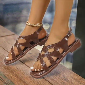 Sandalias Romanas Retro Tejidas de Moda con Punta Abierta y Tacón Bajo Cuadrado para Mujer, Ideales para la Playa, Colección Verano 2026 - ¡Novedad! - Product Image 2