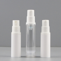 Flacon pompe sans air en plastique blanc transparent, rechargeable, pour parfum, mini cosmétique, sérum, crème pour les yeux, flacon sans air personnalisé de 15 ml
