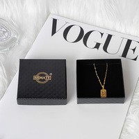 Logo de luxe personnalisé mousse personnalisé noir cuir velours papier bijoux emballage boîte-cadeau pour pendentif bagues boucles d'oreilles ensemble