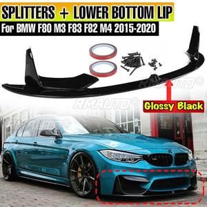 F80 <b>Car</b> Front Bumper Spoiler Lip <b>Diffuser</b> Body Kit + Side Splitter Aprons Guard Protector <b>for</b> BMW F80 M3 F83 F82 M4 2015-2020 - Product Image 1