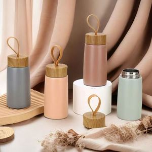 Custom Eco-Friendly 280Ml Wood Grain Lid Creative 304 Stainless Steel Vacuum <b>Mini</b> Pocket Coffee Tumbler Water Cup Mug <b>Bottle</b> - Product Image 2