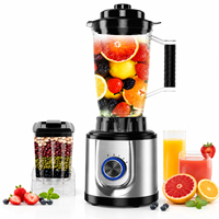 Mixeur Électrique 3 Vitesses avec Fonction Pulse, Broyeur à Sec 2-en-1, Base en Acier Inoxydable, Compact, pour Smoothies, Cuisine Domestique