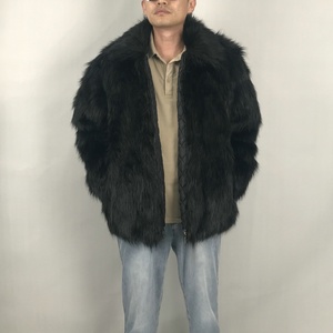 Manteaux en fourrure pour hommes sur mesure, grandes tailles, vestes d'hiver modestes avec grand col, manteaux courts en fausse fourrure moelleuse pour hommes - Product Image 4