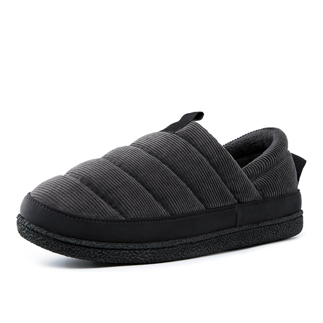 Men's Slip on Soft Memory Foam Winter Quilted Corduroy Suede Anti-Slip Casual Indoor Outdoor House Puff Slippers