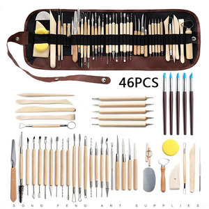 Ensemble d'outils de sculpture en argile Bview Art 46 pièces - <span class=keywords><strong>Kit</strong></span> complet de sculpture avec stylos en silicone, aiguilles de précision, professionnel - Product Image 1