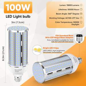 Xycn 4-מארז <span class=keywords><strong>100w</strong></span> תירס הוביל מנורה 5000k אור יום 1000 וואט שווה ערך e26/e39 גדול בסיס fuless עבור חצר חצר אחורית - Product Image 3