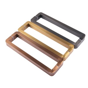 Puerta de vidrio electrochapada en acero inoxidable, tubo cuadrado engrosado en titanio dorado, manija en forma de rosa, KTV, moderno y sencillo - Product Image 1
