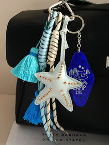 Kalp Şeklinde Saçaklı Deri Tasarımlı Şık Deniz Yıldızı Işıklı Anahtarlık - Product Image 6