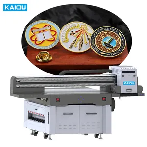 KAIOU 1.2m Printing Badges/ commemorative coins/ promotional gifts I3200/G5i PrintHeads uv printer camera visual position