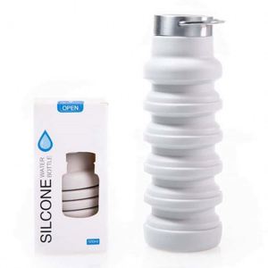 Bouteille d'eau pliable en silicone 500 ml réutilisable avec couvercle pour le camping en plein air, la randonnée, les voyages, design minimaliste - Product Image 1