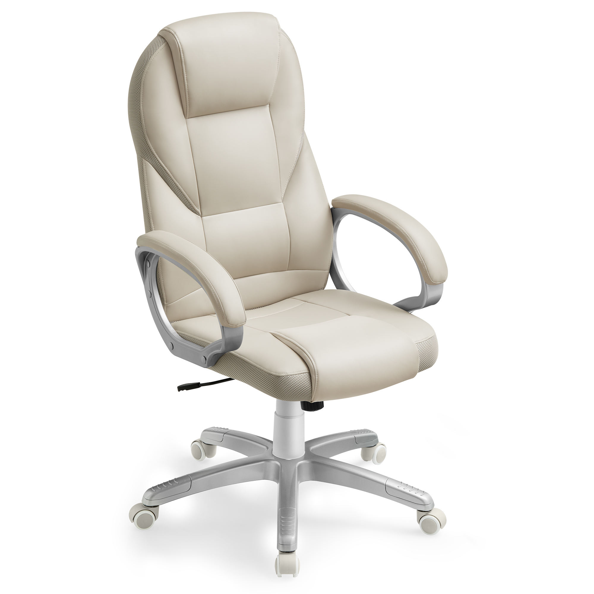 SONGMICS High Back Adjustable Swivel Chair White Luxury