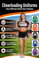 Seragam Pertunjukan Cheer & Tari |   Pakaian Pertunjukan Merah Putih Hitam dengan Garis-garis & Logo Kustom GRATIS untuk Pertunjukan Panggung