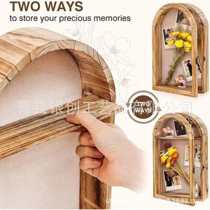 Wooden Photo Frame Display <b>Box</b> Solid Wood <b>Shadow</b> <b>Box</b> Hanging Wall Decor With 2 Layers For Home Decoration - Product Image 3