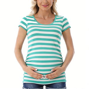 Hauts de <span class=keywords><strong>grossesse</strong></span> et de maternité personnalisés Emotion Moms en Spandex/Modal écologiques à manches courtes pour femmes enceintes – <span class=keywords><strong>T</strong></span>-shirts d'é<span class=keywords><strong>t</strong></span>é grandes tailles - Product Image 5
