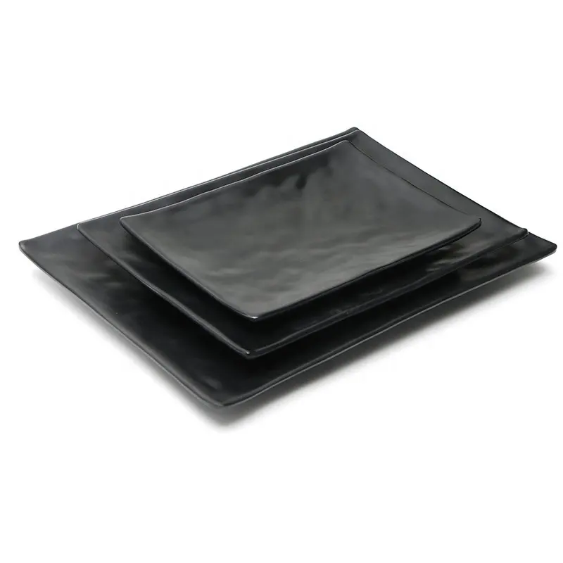 Wholesale Rectangle Melamine Black Plate Japanese Sushi Plate Dinnerware